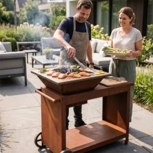 Grelhador Aço Corten ARCA com Carrinho