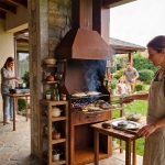 Grelhador Aço Corten ARON móvel com chaminé