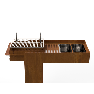 Grelhador Aço Corten modular Área de Preparação ou quente/frio