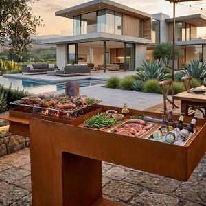 Grelhador Aço Corten modular Área de Preparação ou quente/frio