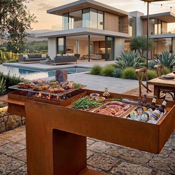 Grelhador Aço Corten modular Área de Preparação ou quente/frio