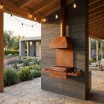 Grelhador Aço Corten ROTATIVO PAREDE com Bancadas e chaminé