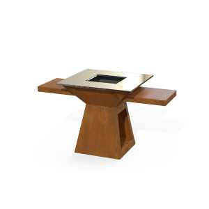 Grelhador Aço Corten UXOR MAXI com Bancadas, Lenheiro