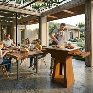 Grelhador Aço Corten UXOR MIDI com Lenheiro