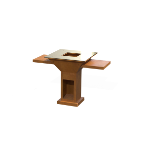 Grelhador Aço Corten UXOR STILI com estantes e Lenheiro